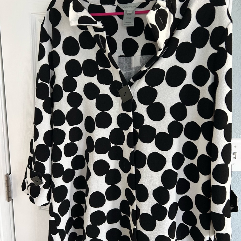Multiples Black and White Polka Dot Button Down Shirt